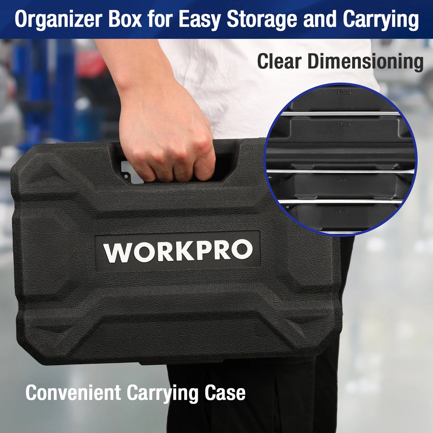 WORKPRO 23pc Ratcheting Wrench Set with Box ,, Wrench Repair Tool Set