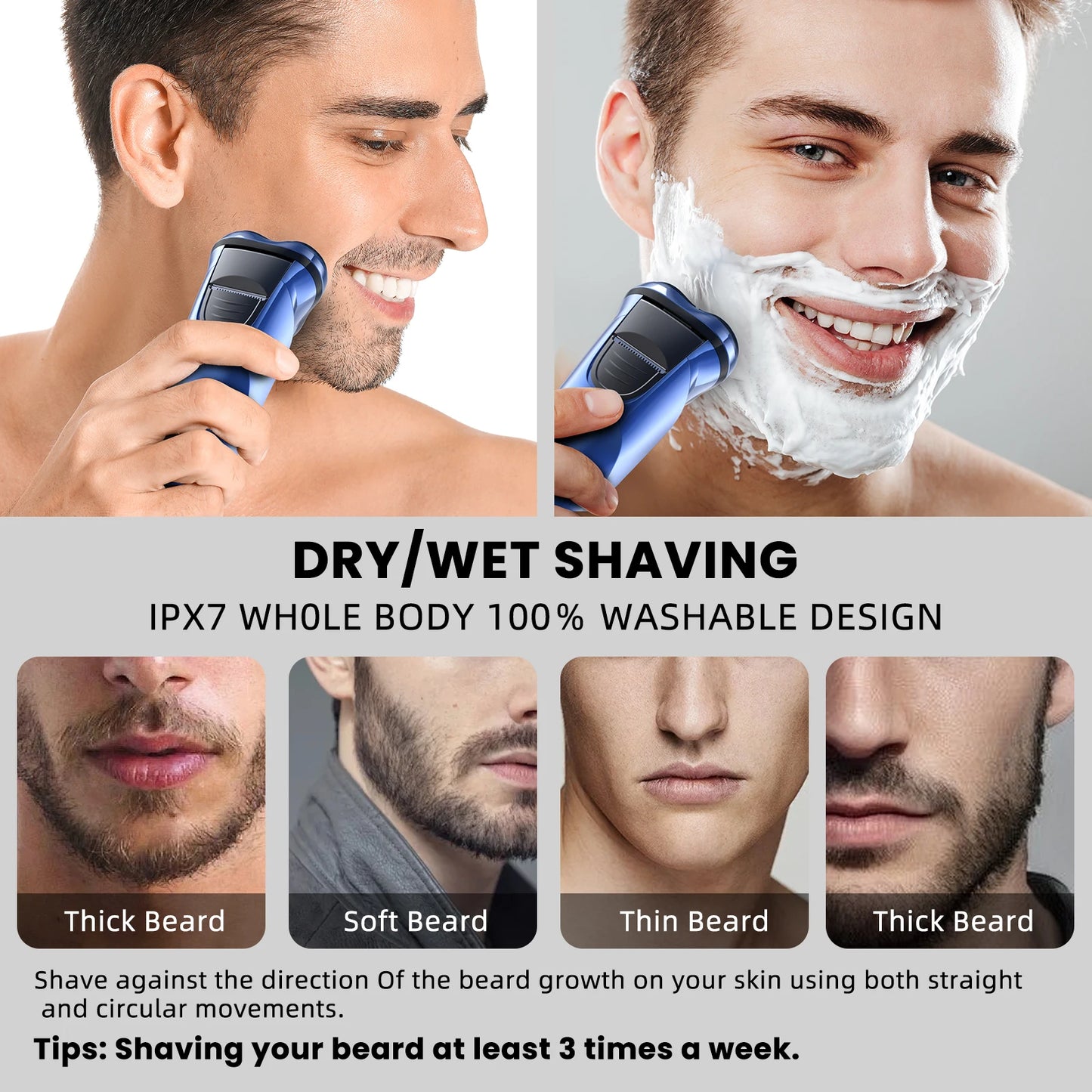 Sejoy Electric Razor for Men Rechargeable Electric Shavers Rotary Portable Travel Razor .