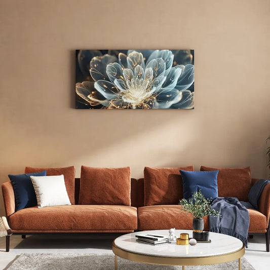 1.5 inch thick pine solid wood frame modern abstract transparent lotus mural, canvas painting for interior decoration