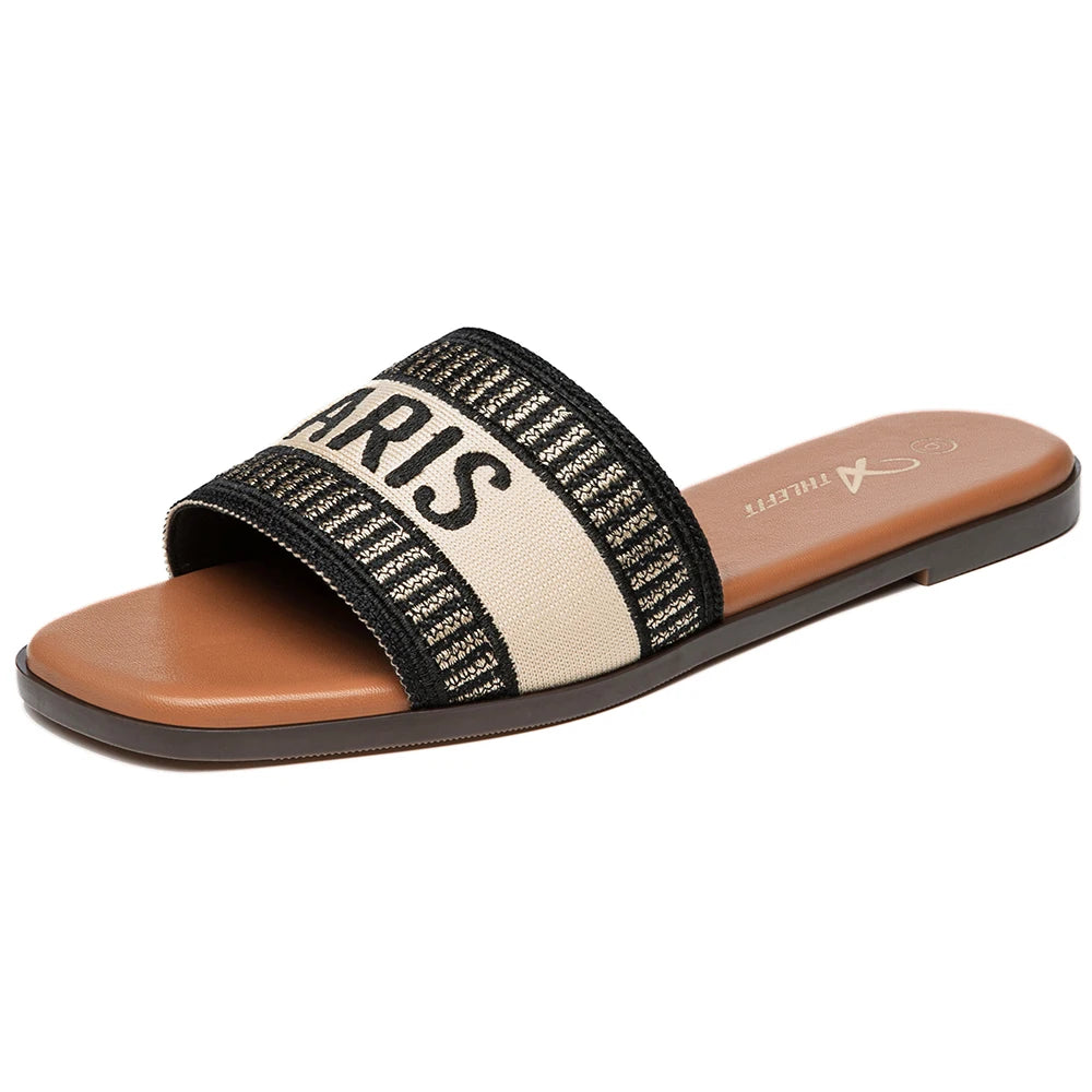 Casual Women Letter Flat Sandals Comfortable Slip Slide