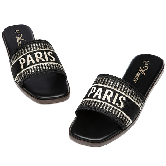 Casual Women Letter Flat Sandals Comfortable Slip Slide