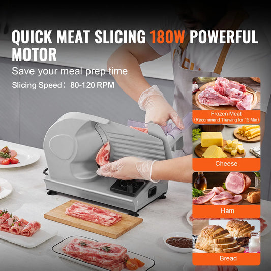 Deli Food Slicer, Stainless Steel Blade and Blade Guard Adjustable Thickness for Home Use