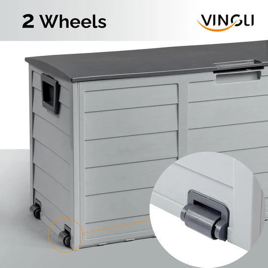 75 Gallon Outdoor Storage Box, Lockable Plastic Storage Containers with Lid, Patio Deck Box Furniture for Garden, Pool, Balcony,