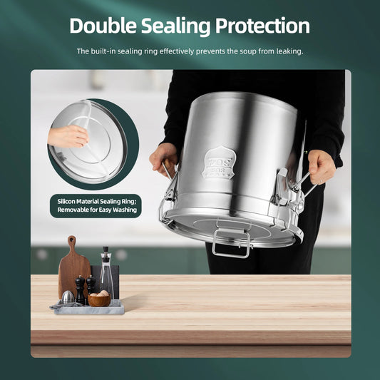 304 Stainless Steel 21L/33L Airtight Canister Household Kitchen Food Grain Rice Sealed Storage Bucket Food-grade Container