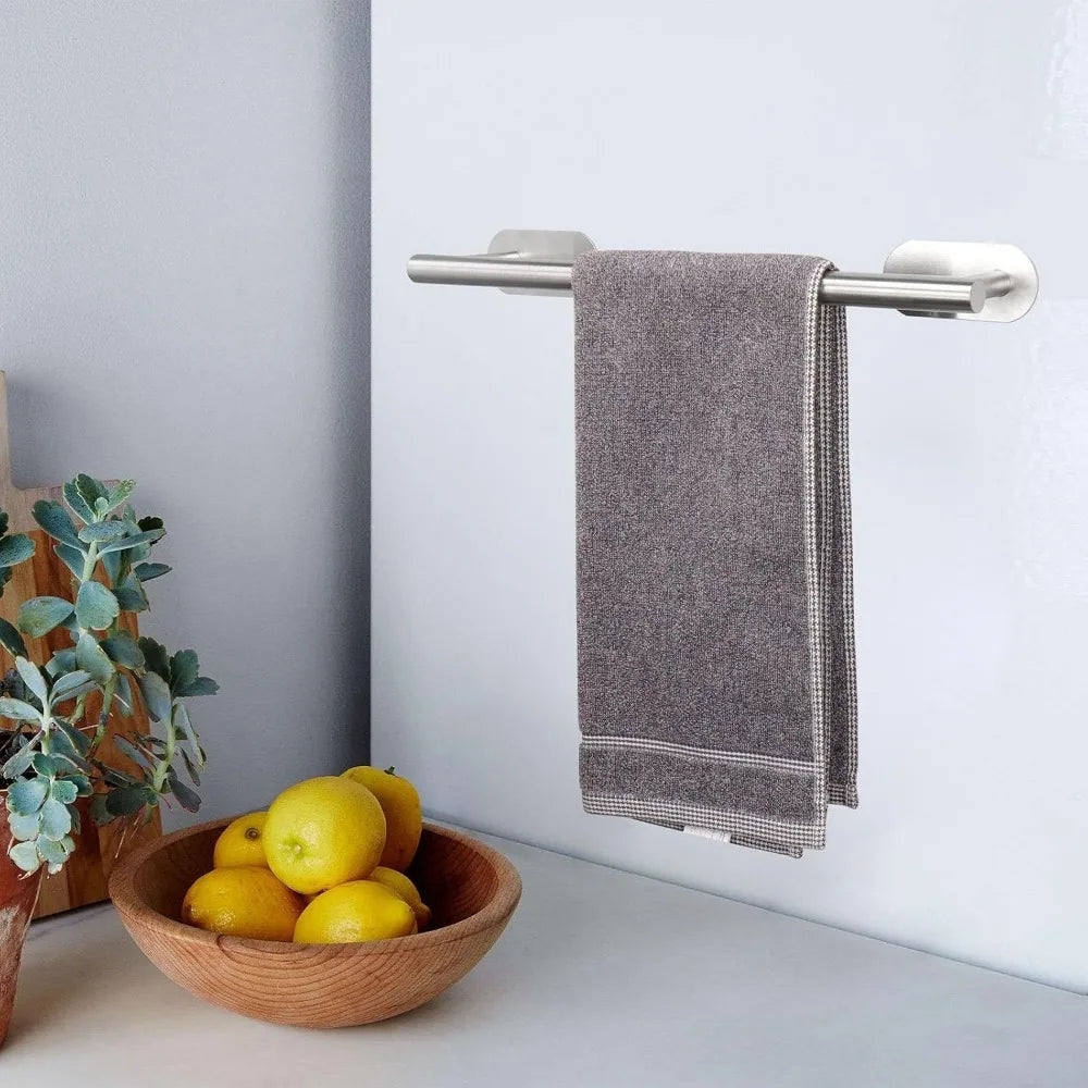 Self Adhesive Bathroom Towel Bar, Stick Towel Rack for Bathroom, Rustproof Stainless Steel Bath Towel Holder No Damage, Easy to