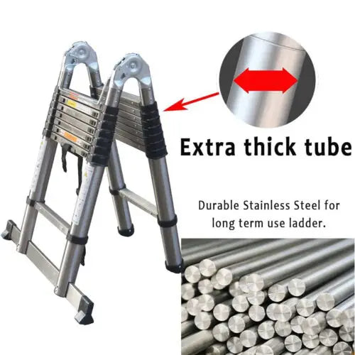 DayPlus Telescoping Ladder Stainless Steel Capacity Max Load 150kg/330lb Portable and foldable