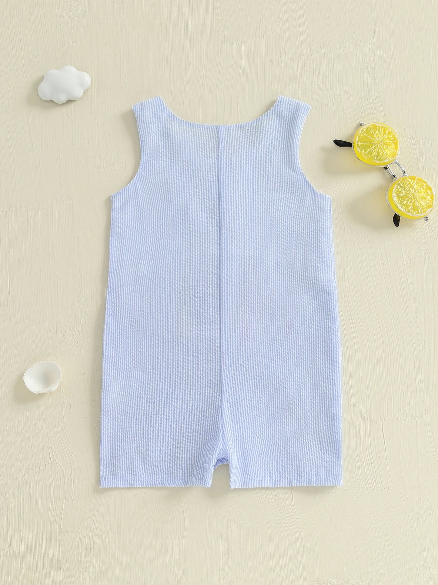 Infant Toddler Unisex Sleeveless Romper with Cute Animal Embroidery Crew Neck Summer Jumpsuit for Baby Boys and Girls