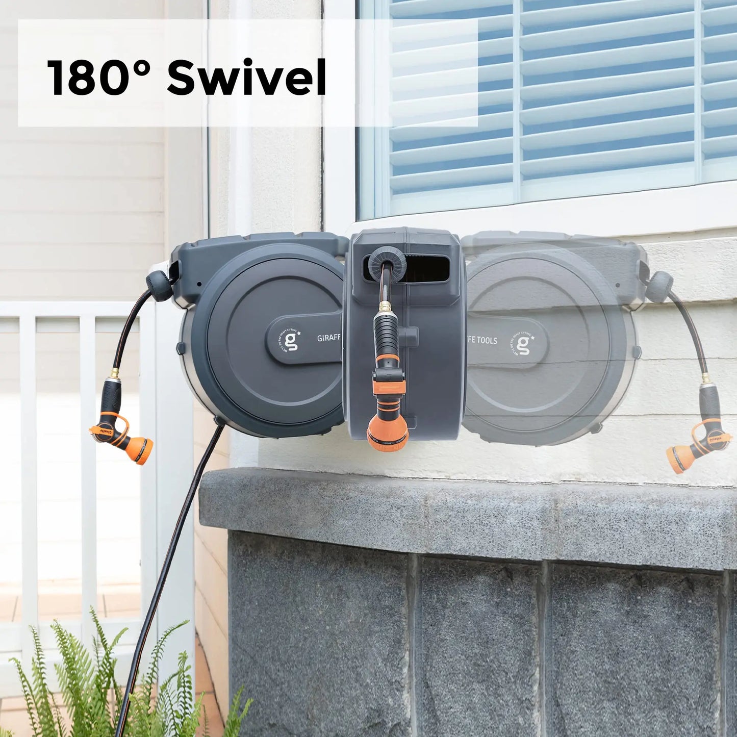 Giraffe Tools AW25 Garden Hose Reel 1/2'' 78ft, Heavy Duty Retractable Garden Hose Reel