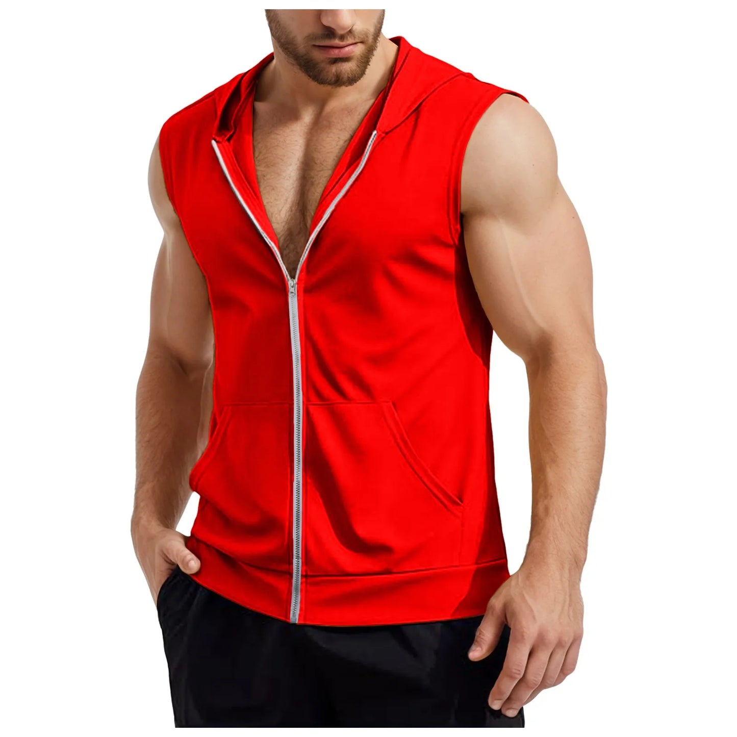 Men Dressy Workout Hooded Tank Tops Pack Zip Up Sleeveless Gym Shirts Muscle Mens Sleeveless Hoodies Fashion майка мужская