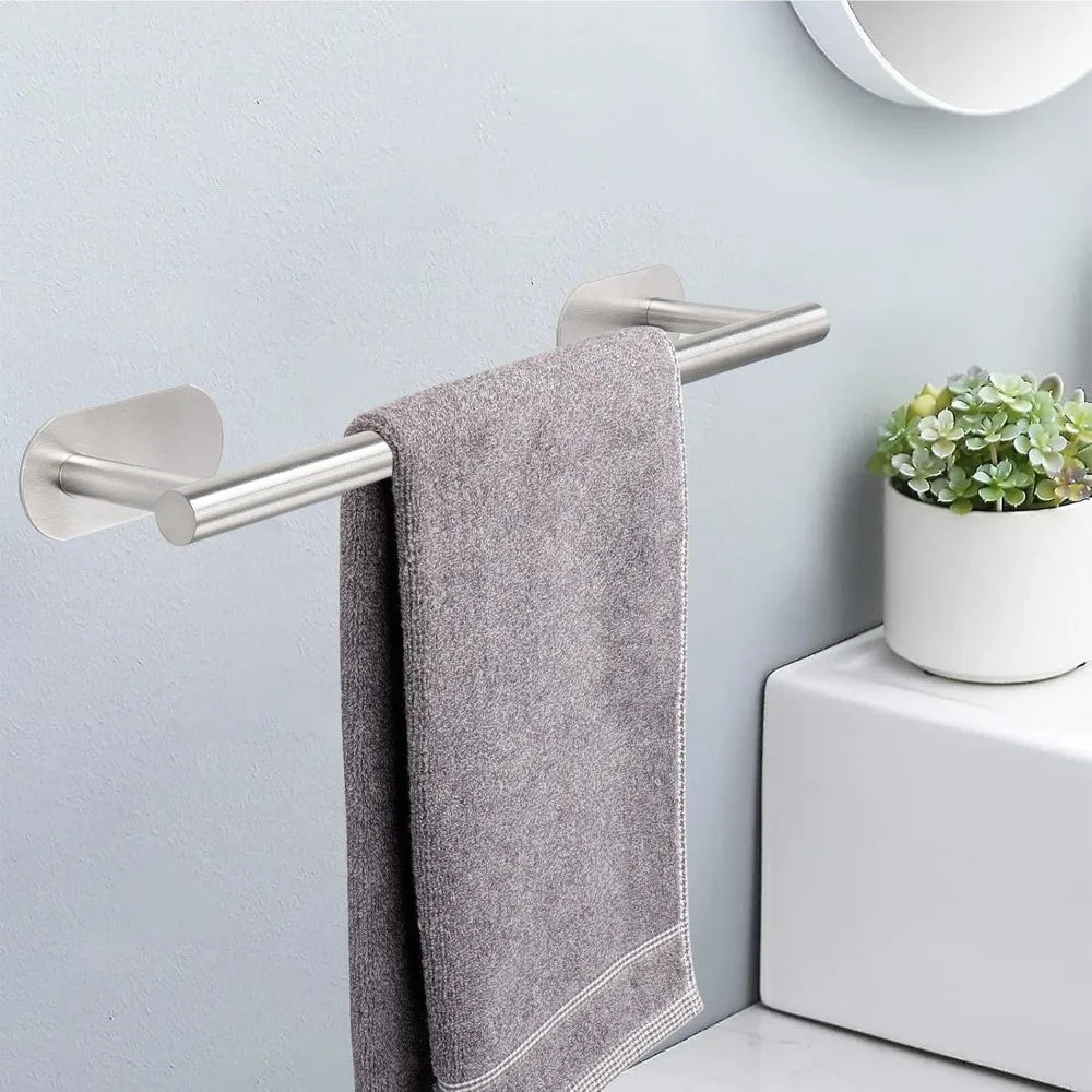 Self Adhesive Bathroom Towel Bar, Stick Towel Rack for Bathroom, Rustproof Stainless Steel Bath Towel Holder No Damage, Easy to