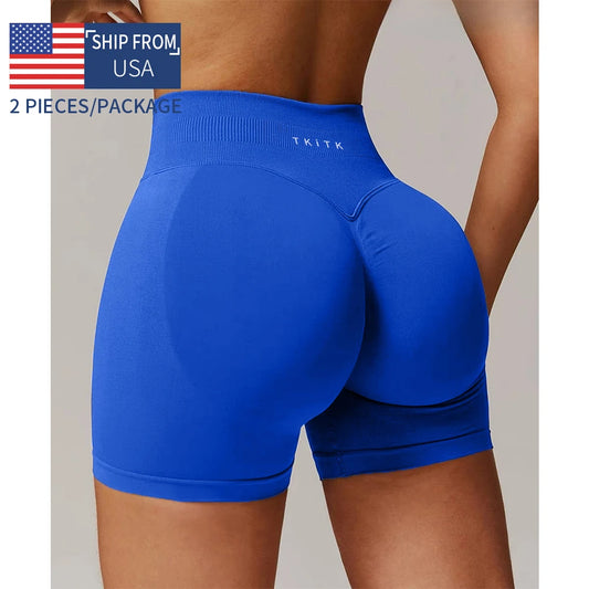 Newly listed price 2 Pcs TKITK Shorts Pro Solid Seamless Women Soft Fitness Outfits Yoga shorts Gym Running Bike Wear