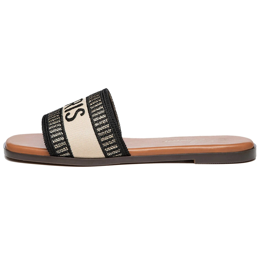 Casual Women Letter Flat Sandals Comfortable Slip Slide