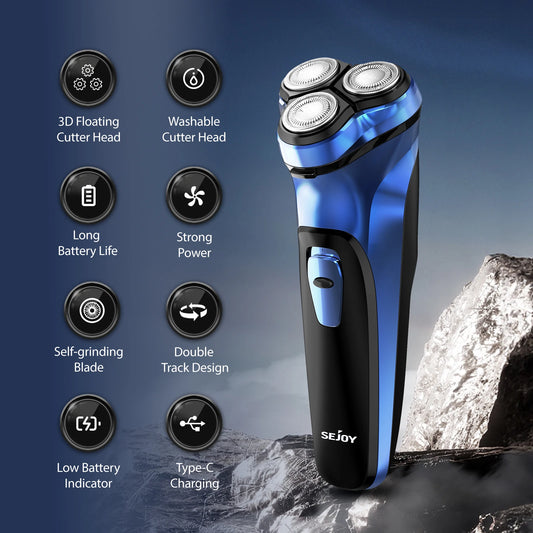 Sejoy Electric Razor for Men Rechargeable Electric Shavers Rotary Portable Travel Razor .