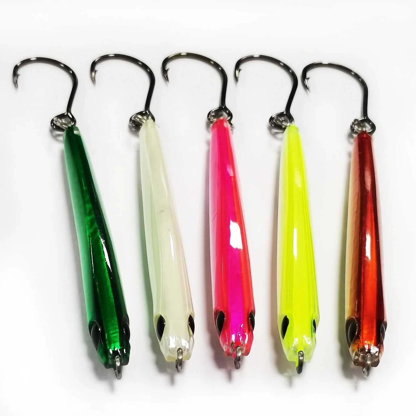 5pcs Epoxy Resin Jigs Epoxy Fishing Jig Lure Mixed Colors with Strengthen Single Hook Great for Striped Bass Tuna and Game Fish