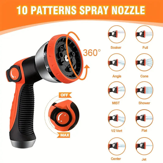 100FT 50FT Stainless Steel Garden Hose Kink-Free & No-Leak Flexible Outdoor Water Pipe with 10 Functions Adjustable Spray Nozzle