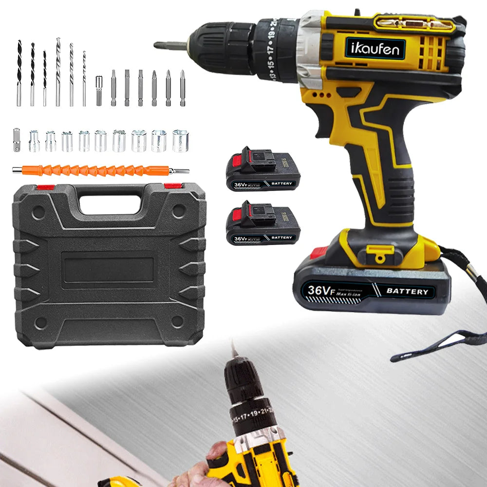 Industrial Grade Double Speed Lithium Drill Electric Hand Drill Electric Screwdriver Household Electric Drill Tool Suit