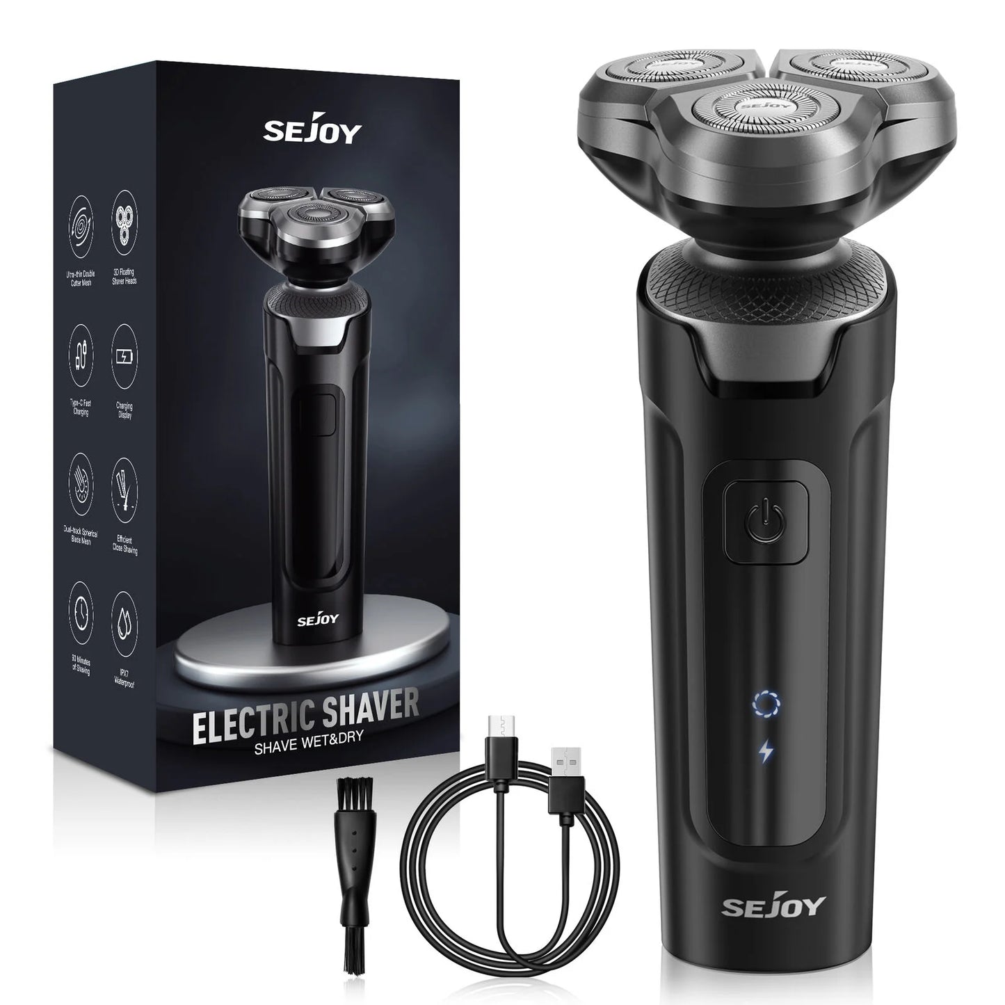 Sejoy Electric Razor for Men Rechargeable Electric Shavers Rotary Portable Travel Razor .