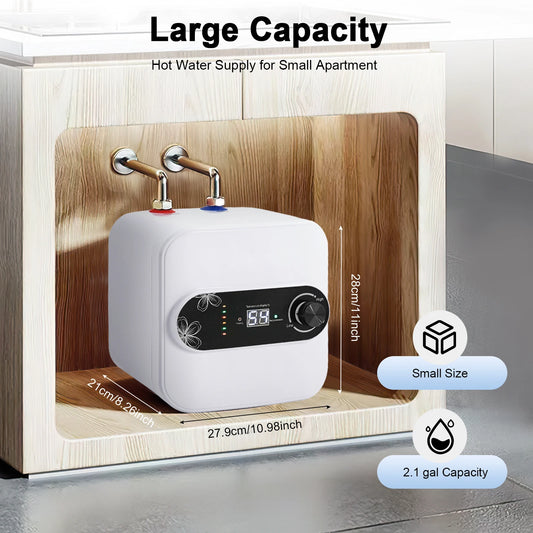110V Electric Water Heater, 2.1 Gal Mini-Tank Water Heater, Instant Hot Water Heater with LCD Screen, for Kitchen, Bathroom, RV