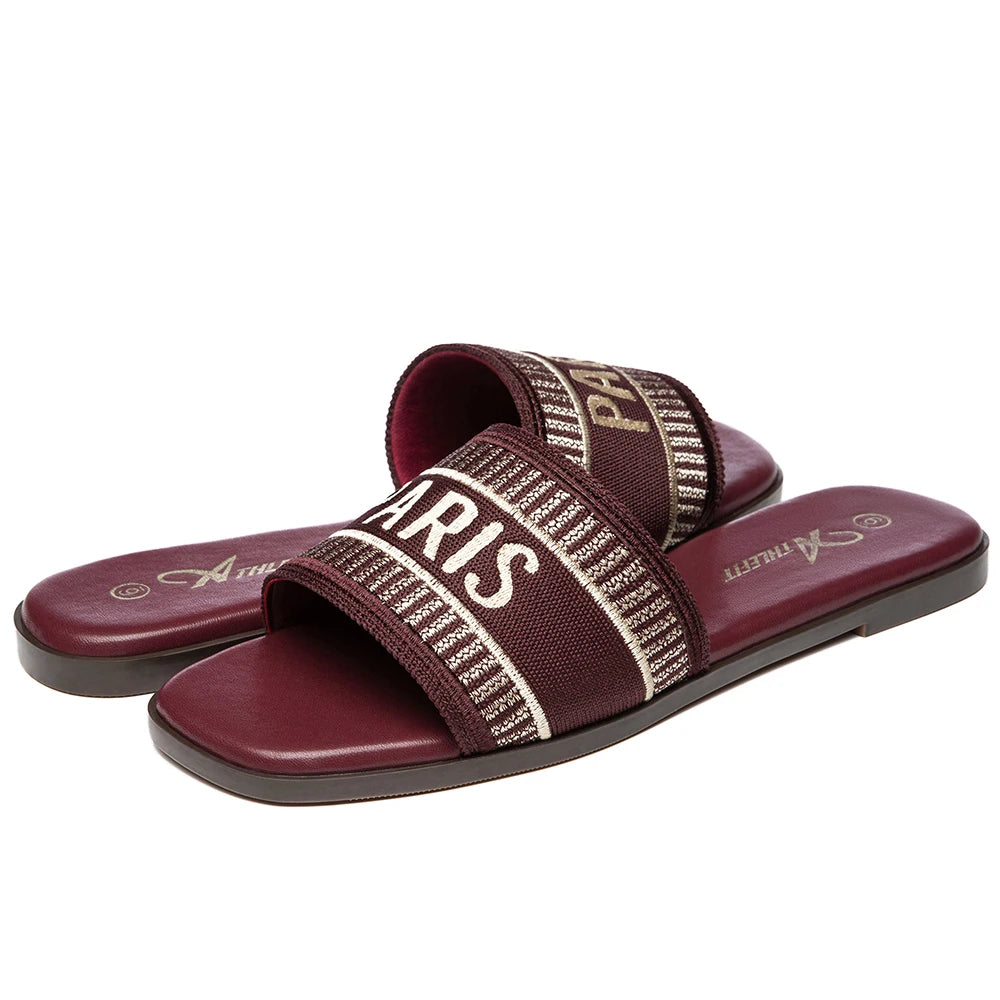 Casual Women Letter Flat Sandals Comfortable Slip Slide