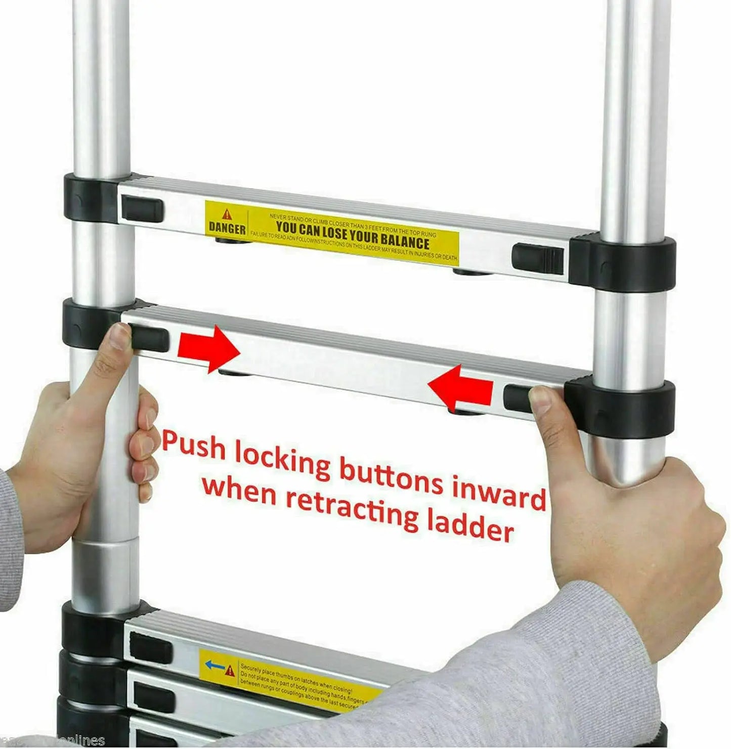 DayPlus Telescoping Ladder Stainless Steel Capacity Max Load 150kg/330lb Portable and foldable