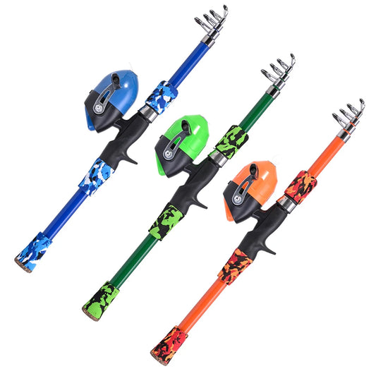 Children Fishing Pole Telescopic Hand Fishing Pole Mini Kids Fishing Rod With Fish Wheel Outdoor Accessories for Lakes Reservoir