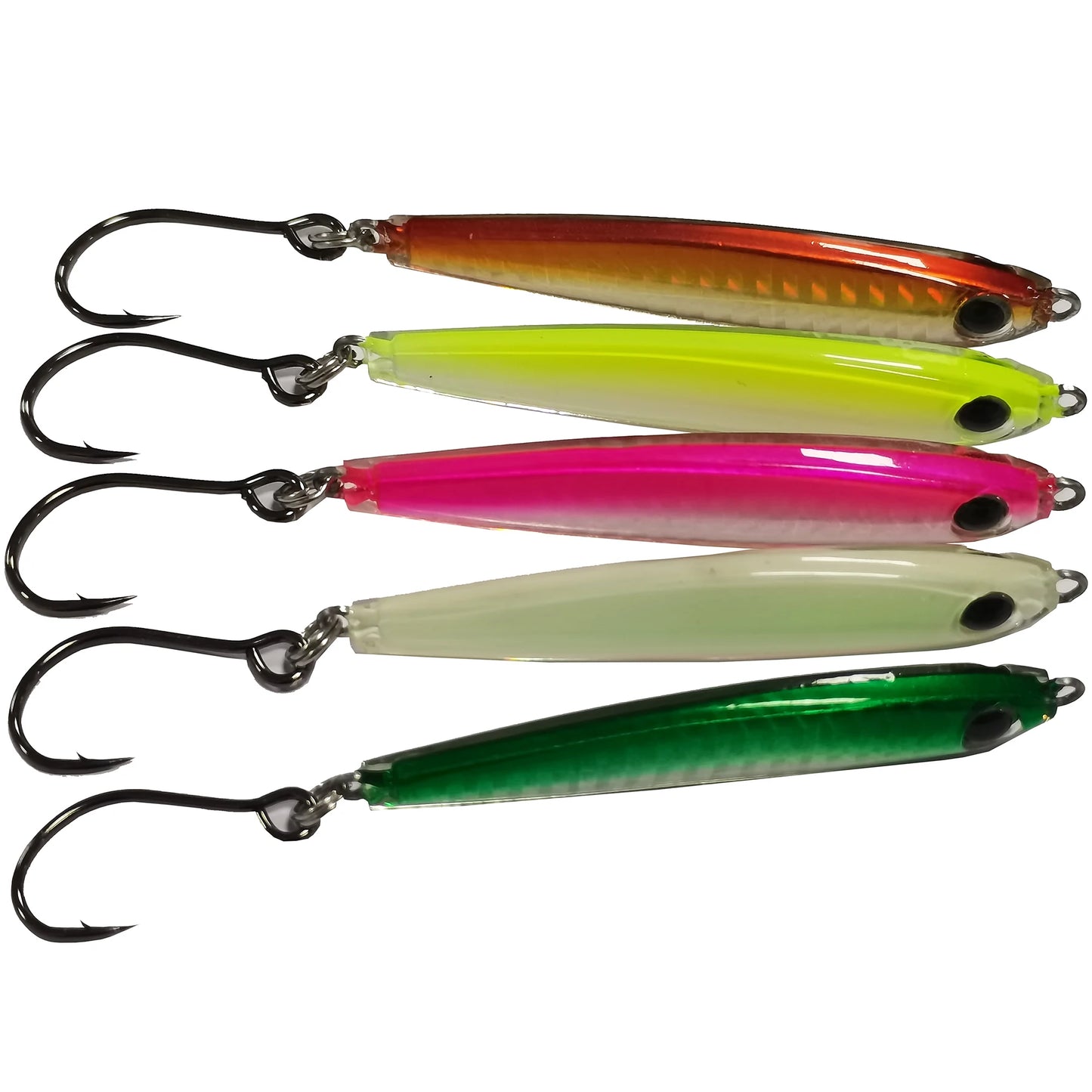5pcs Epoxy Resin Jigs Epoxy Fishing Jig Lure Mixed Colors with Strengthen Single Hook Great for Striped Bass Tuna and Game Fish
