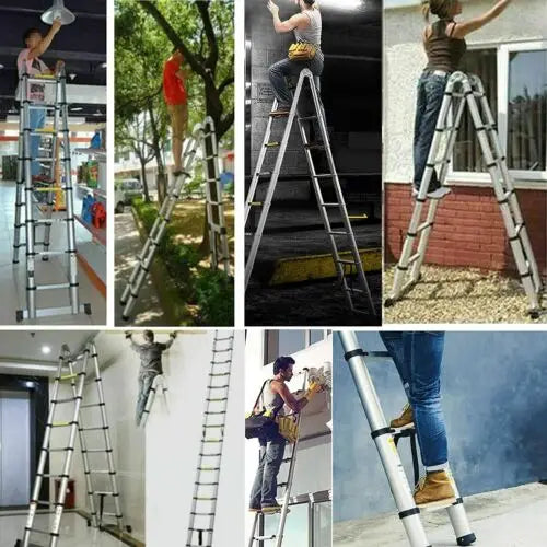 DayPlus Telescoping Ladder Stainless Steel Capacity Max Load 150kg/330lb Portable and foldable