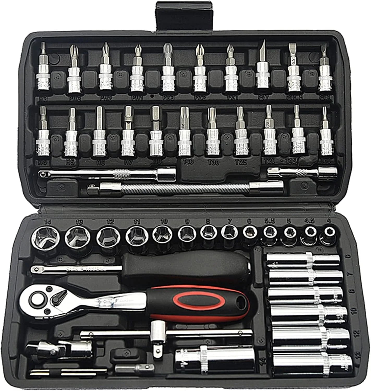 46PCS 1/4 inch Drive Socket Set Mechanic Tool Kits for Household Auto Repair