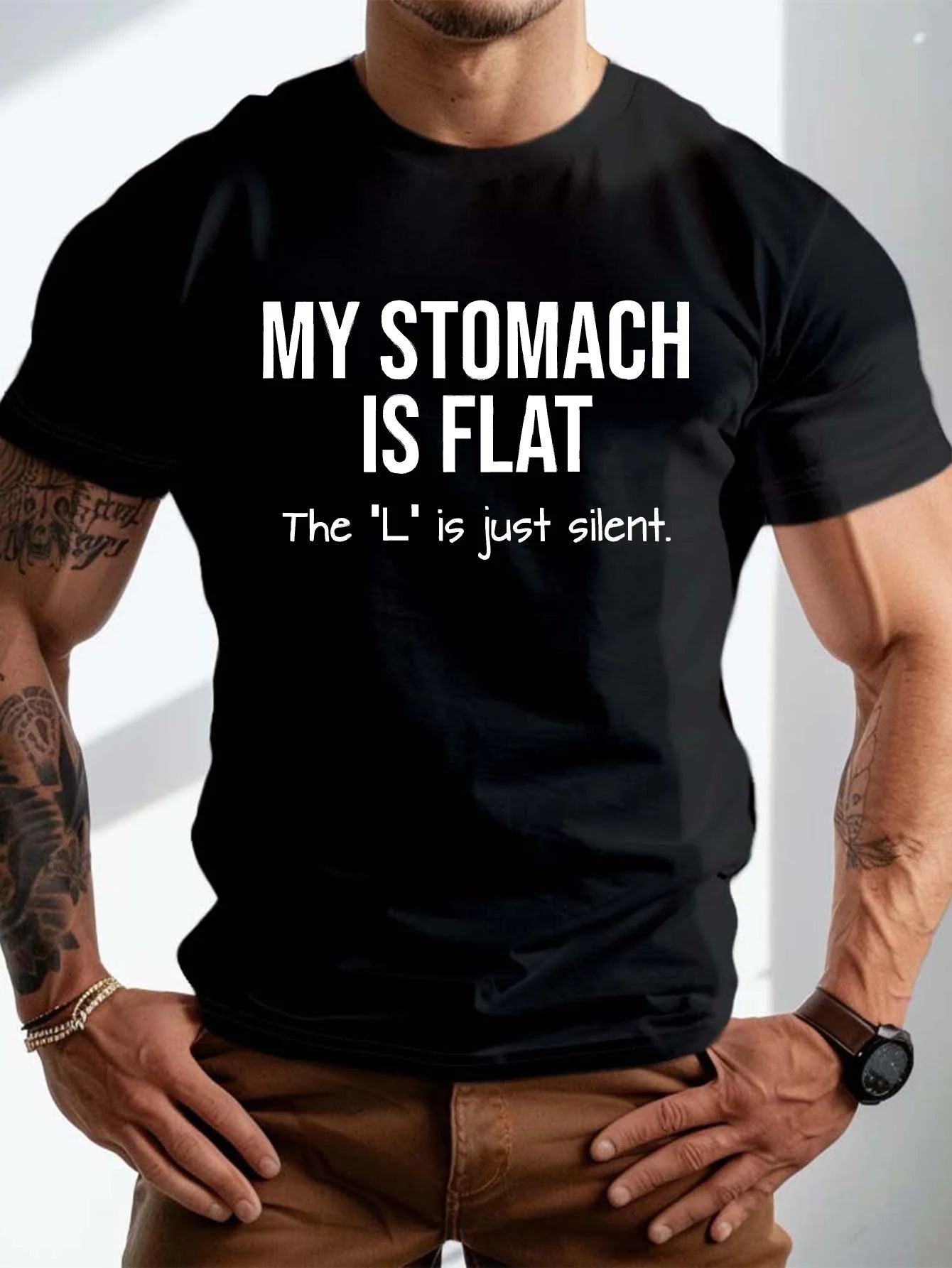 Men's Summer Fitness, I Am Not Fat, Graphic Printed Short Sleeved T-shirt Casual Top, Suitable for Daily Life