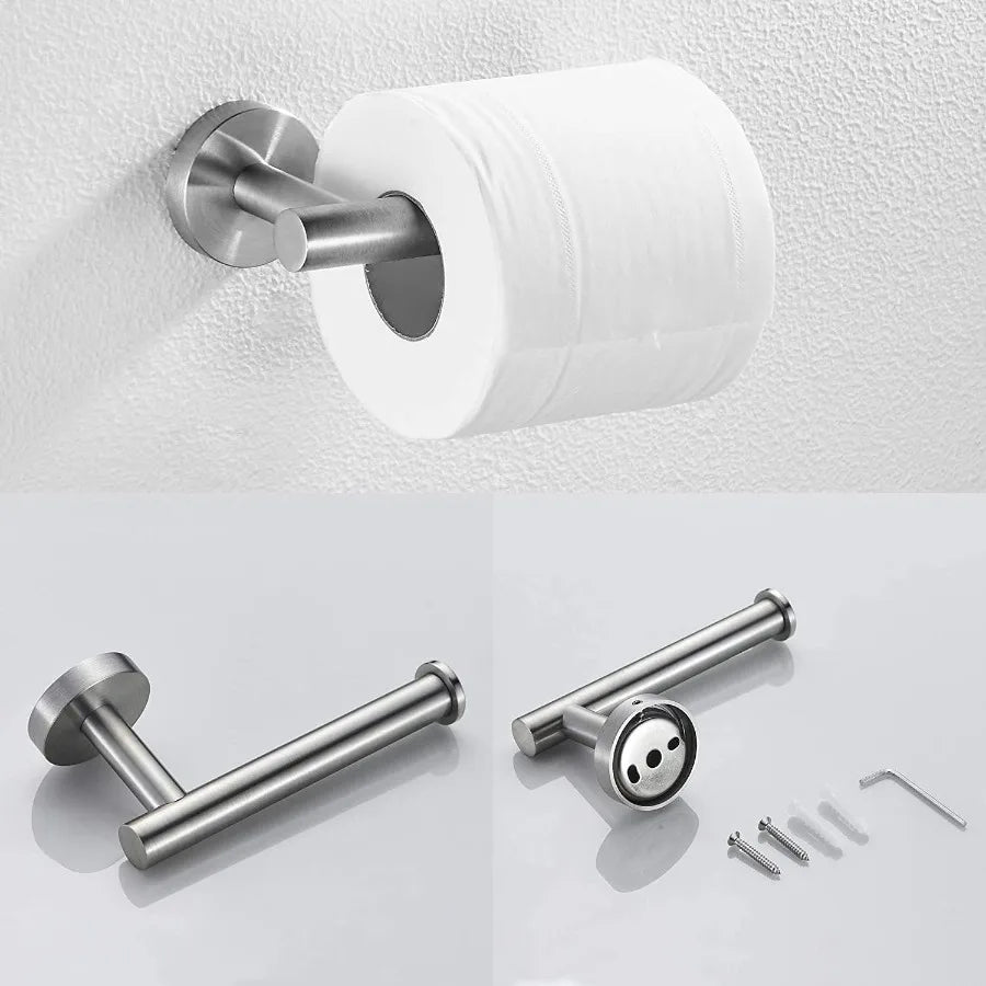 3Piece Bathroom Hardware Set with Toilet Paper Holder Towel Ring Adjustable Towel Bar Wall Mount Bath Accessory Set RT