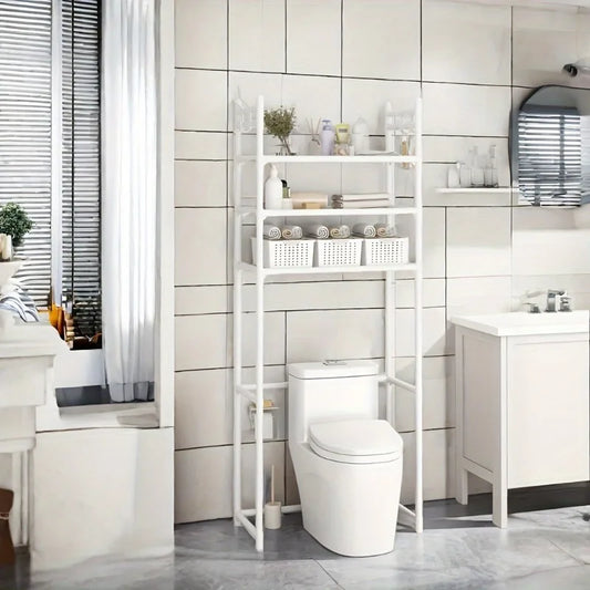 Metal 3 Tier Above Toilet Storage Rack|Floor-to-ceiling No-drill Bathroom Bedroom Multifunctional Shelf Space-saving Durable Sto