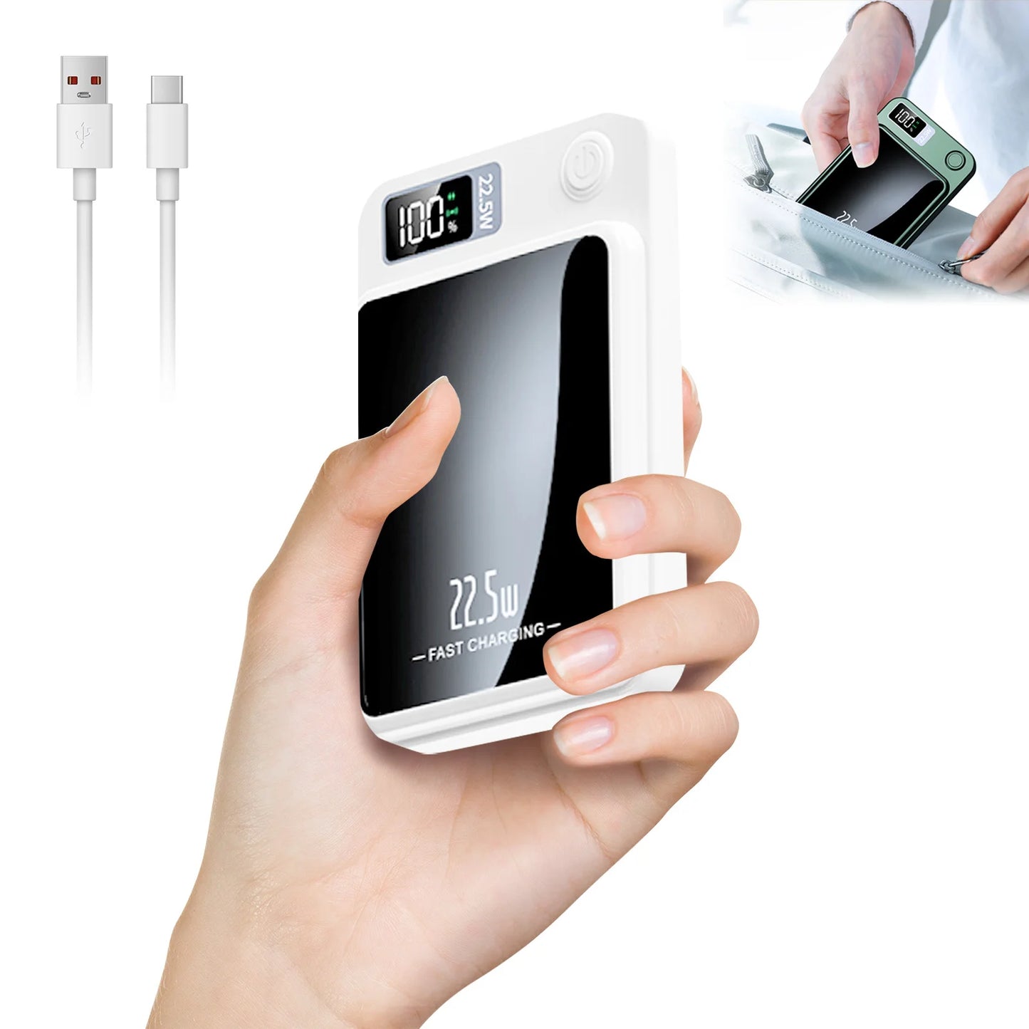 Magnetic Wireless Power Bank Fast Charging PD 22.5W 10000mAh Portable Charger USB-C External Battery For Iphone Huawei Samsung
