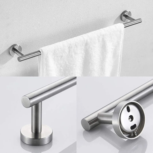 3Piece Bathroom Hardware Set with Toilet Paper Holder Towel Ring Adjustable Towel Bar Wall Mount Bath Accessory Set RT