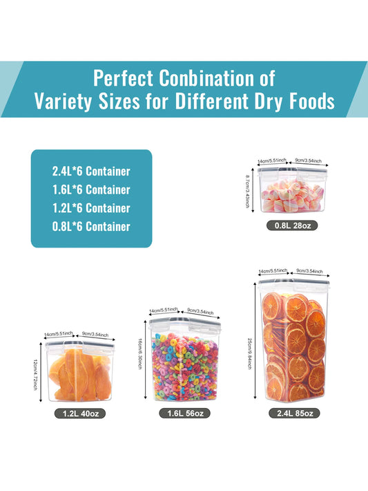 24pcs Airtight food storage containers with LIDS, plastic cookie jars for kitchen pantry organization and storage, including lab