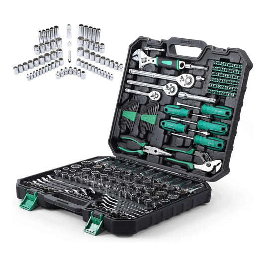 213 Piece Mechanic Tool Set and Socket Wrench Set Home/Auto Repair with Storage Case.