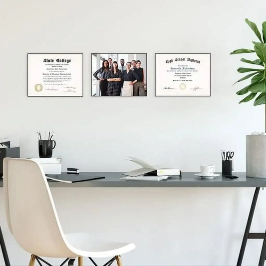 8.5x11 Front Loading Document Picture Frame, Black, Set of 3