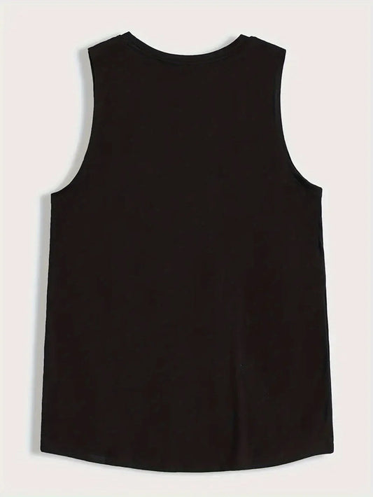 Men's Casual Sleeveless Vest -100% Cotton American Flag Print, Breathable Summer Round Neck Top Suitable for Outdoor Activities