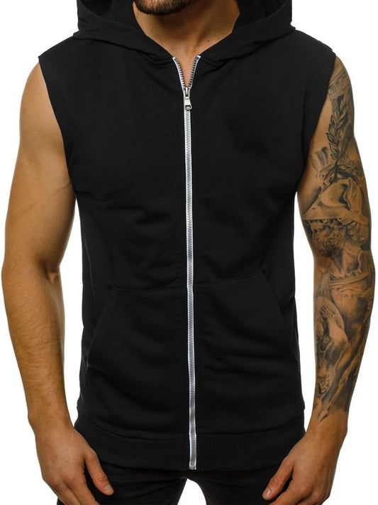 Men Dressy Workout Hooded Tank Tops Pack Zip Up Sleeveless Gym Shirts Muscle Mens Sleeveless Hoodies Fashion майка мужская