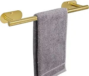 Self Adhesive Bathroom Towel Bar, Stick Towel Rack for Bathroom, Rustproof Stainless Steel Bath Towel Holder No Damage, Easy to