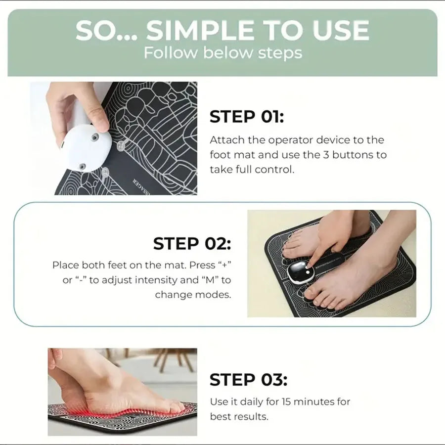 EMS Foot Massager for Muscle Relaxation,LCD Display Screen,Back Massager & Legs Massager Pad with Remote Control