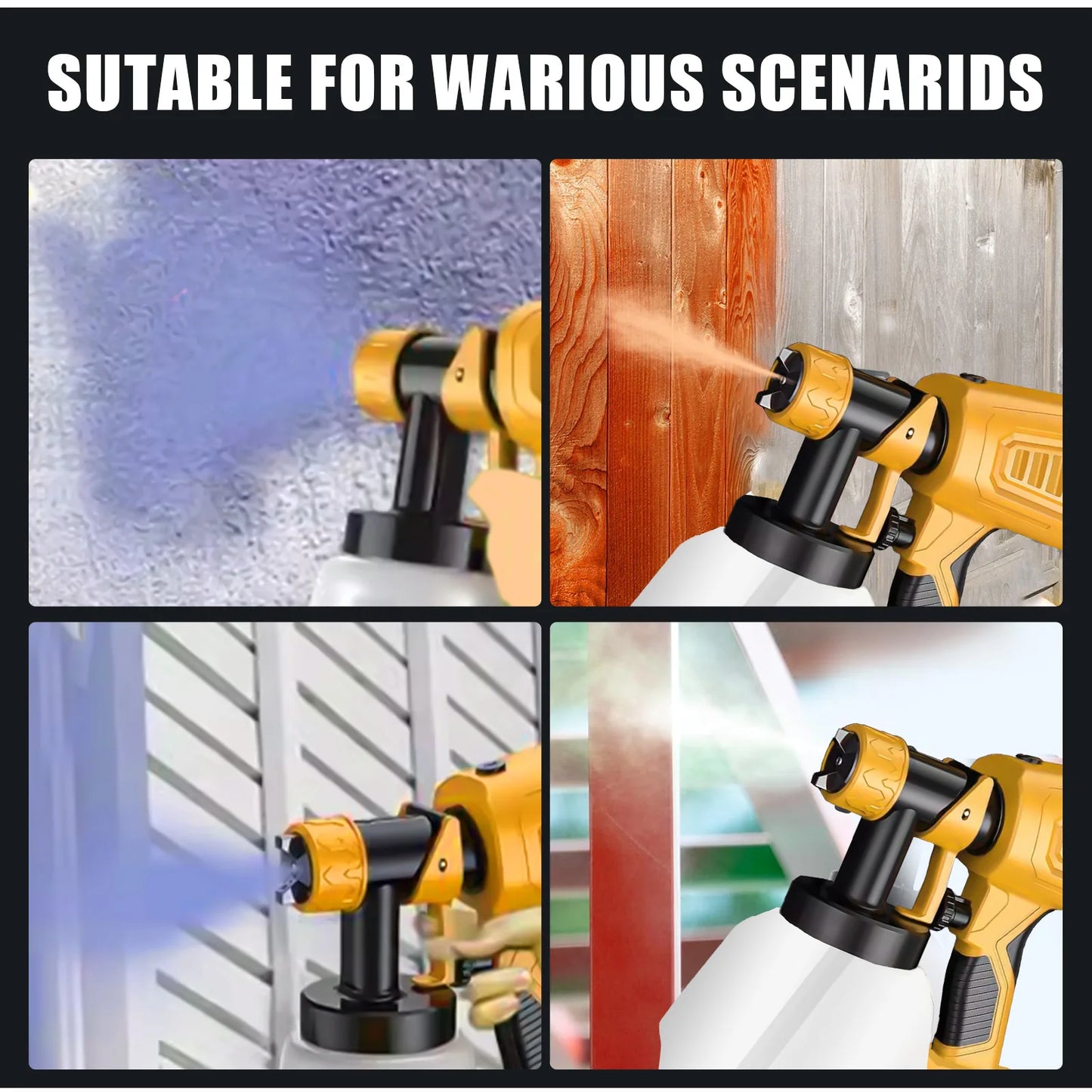 Cordless Paint Sprayer for Dewalt 20V MAX Battery Airless Electric HVLP Spray Paint Gun Tools (No Battery)