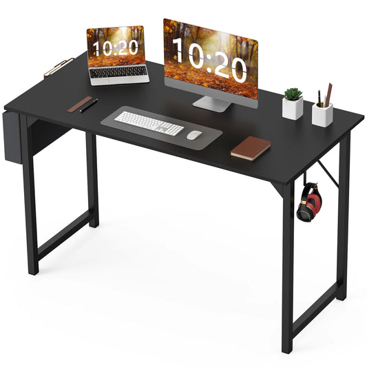 Computer Desk Gaming Table, Compact with Side Bag, Headphone Hooks