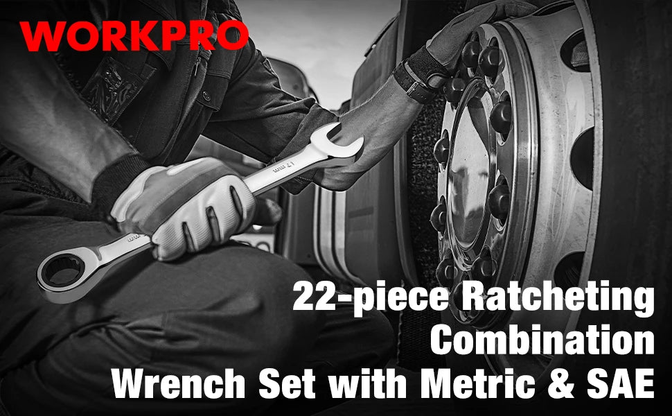 WORKPRO 23pc Ratcheting Wrench Set with Box ,, Wrench Repair Tool Set