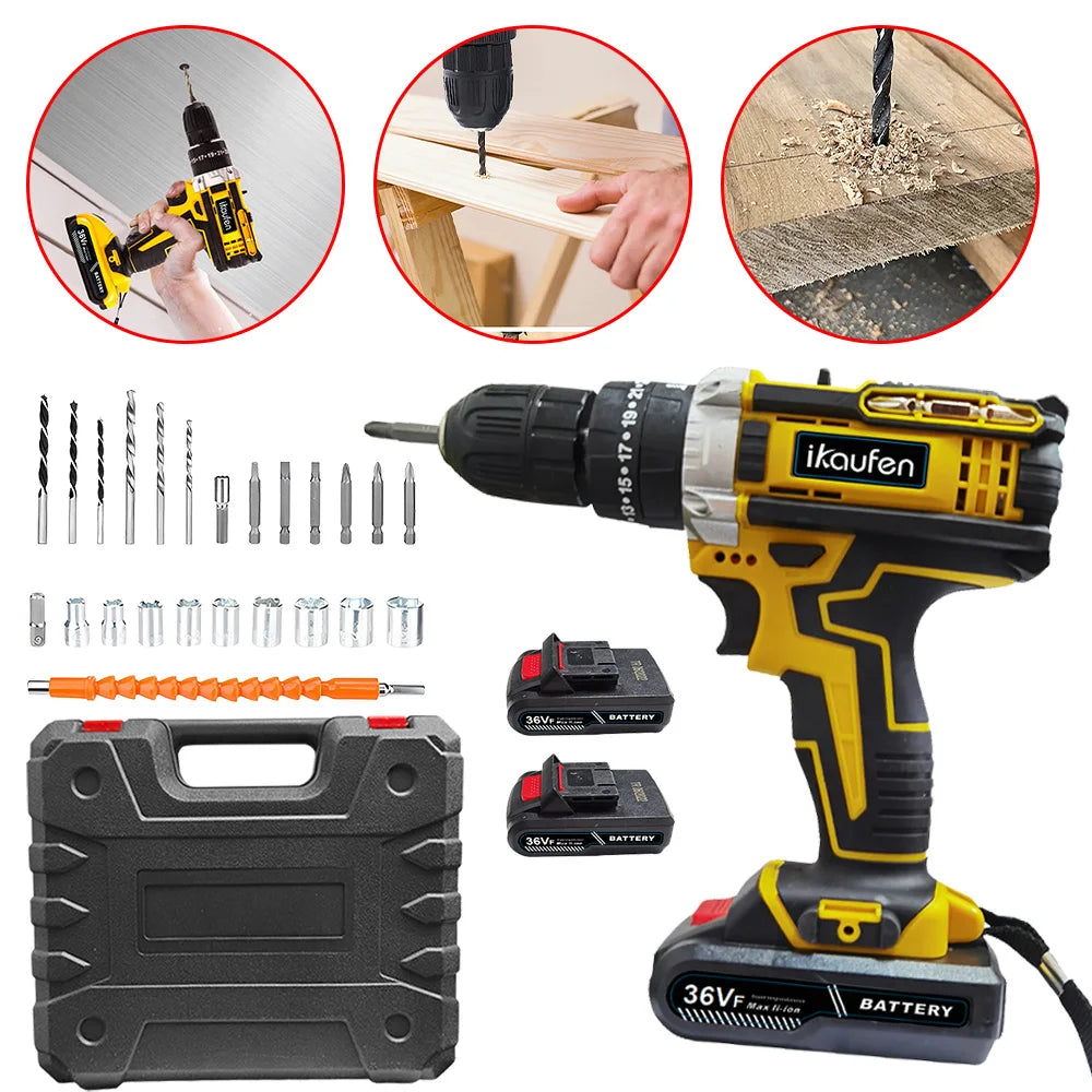 Industrial Grade Double Speed Lithium Drill Electric Hand Drill Electric Screwdriver Household Electric Drill Tool Suit