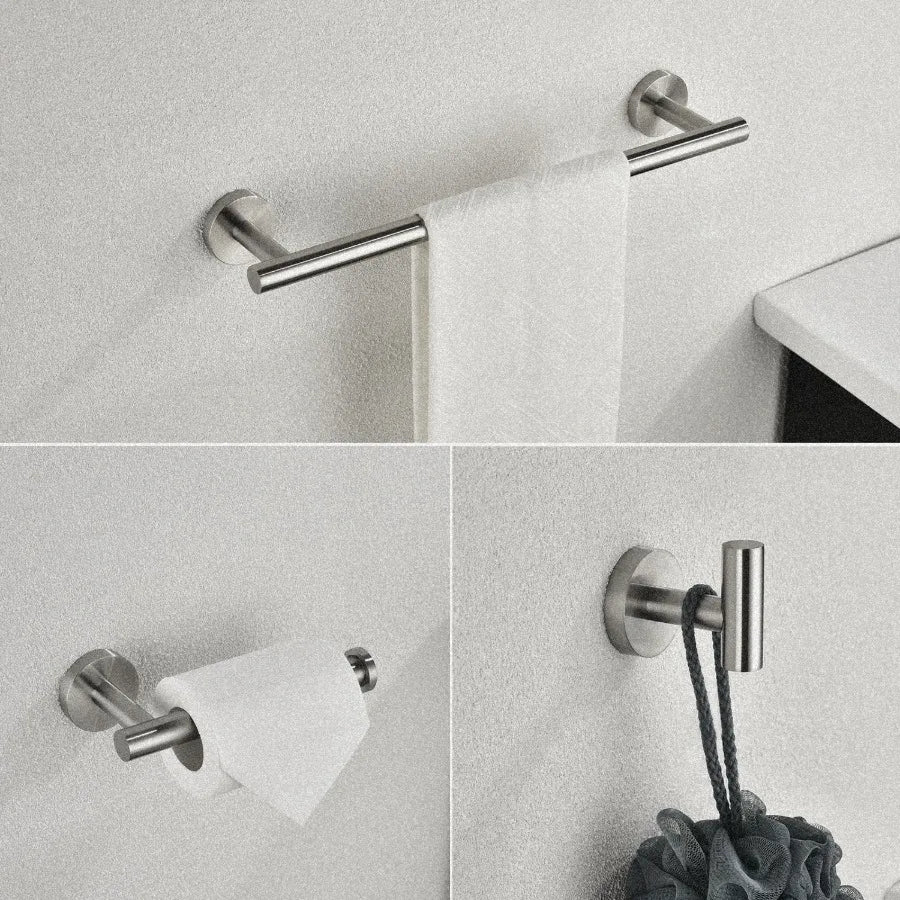 3Piece Bathroom Hardware Set with Toilet Paper Holder Towel Ring Adjustable Towel Bar Wall Mount Bath Accessory Set RT