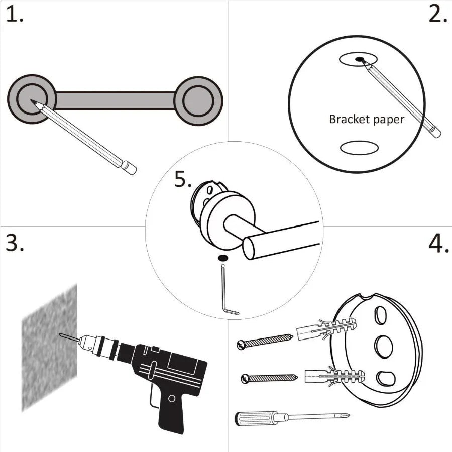 3Piece Bathroom Hardware Set with Toilet Paper Holder Towel Ring Adjustable Towel Bar Wall Mount Bath Accessory Set RT