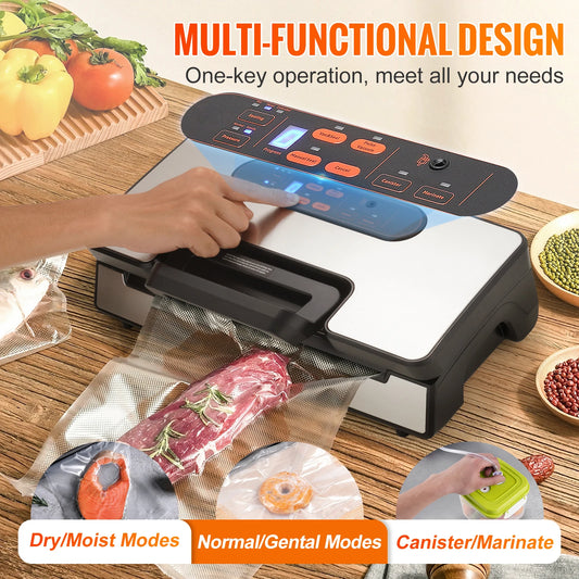 SucceBuy 90Kpa 130W Vacuum Sealer Food Packaging Machine with Free 10pcs Vacuum bags for Household Kitchen Vacuum Food Sealing