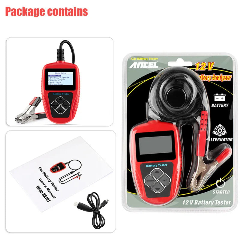 Ancel BA101 Car Battery Tester 12V 100-2000CCA 220AH Auto Load Battery Analyzer Multi languages Car Battery Charging Tester