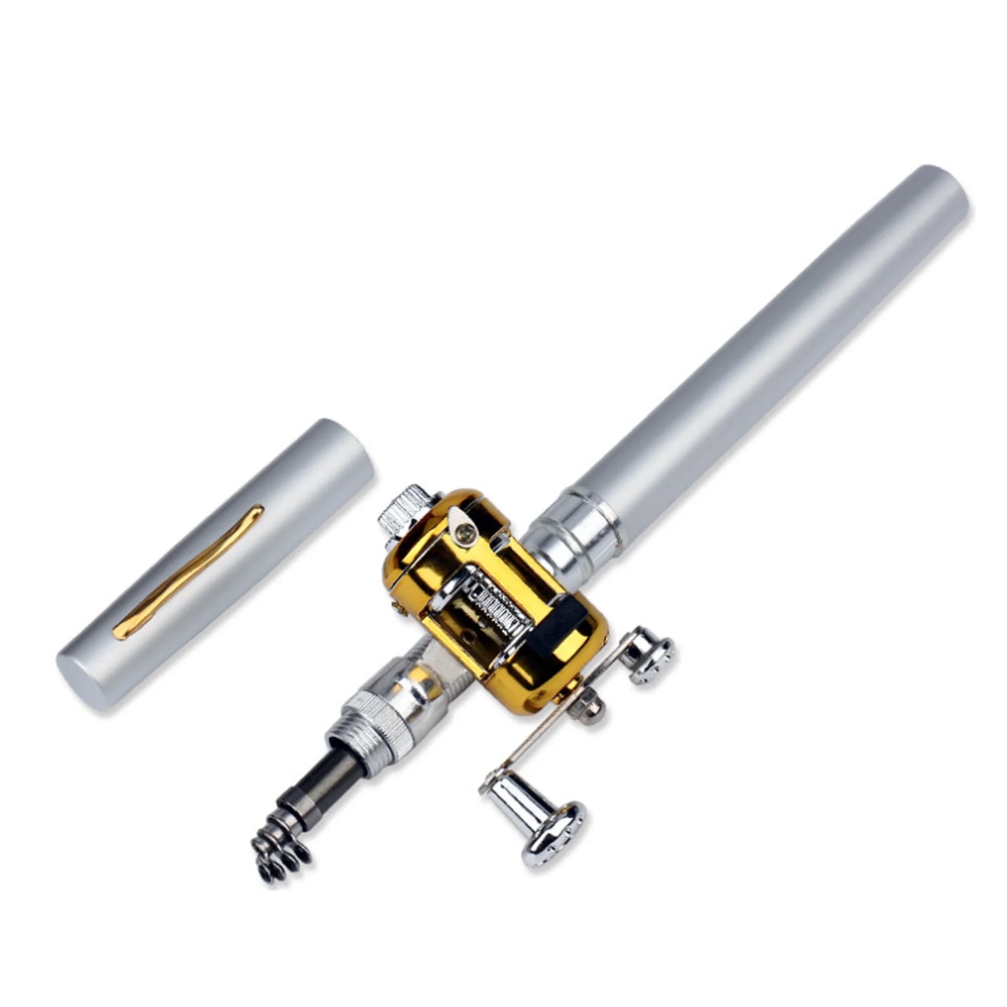 Mini Fishing Rods Pocket Telescopic Aluminium Alloy Lure Rod Pole Expand 1m for Fishing Enthusiast Collectors