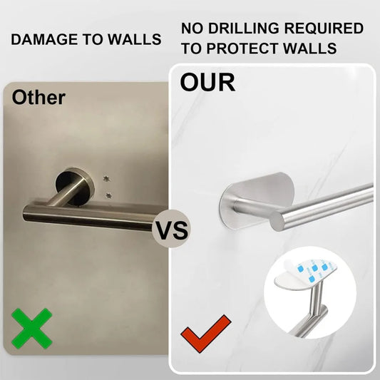 Self Adhesive Bathroom Towel Bar, Stick Towel Rack for Bathroom, Rustproof Stainless Steel Bath Towel Holder No Damage, Easy to